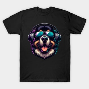 Newfoundland as Smiling DJ with Headphones and Sunglasses T-Shirt